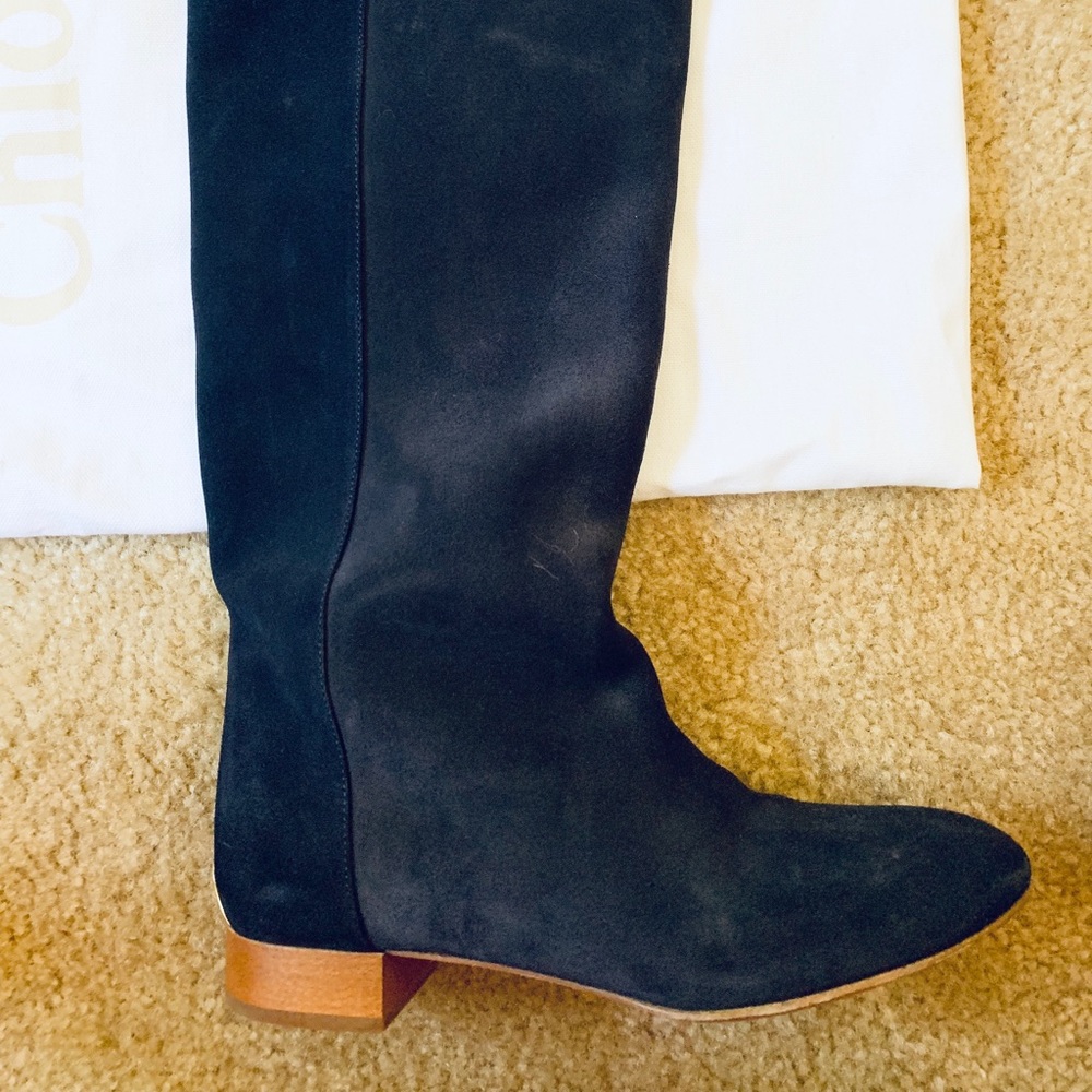 Chloe dark blue suede leather boots